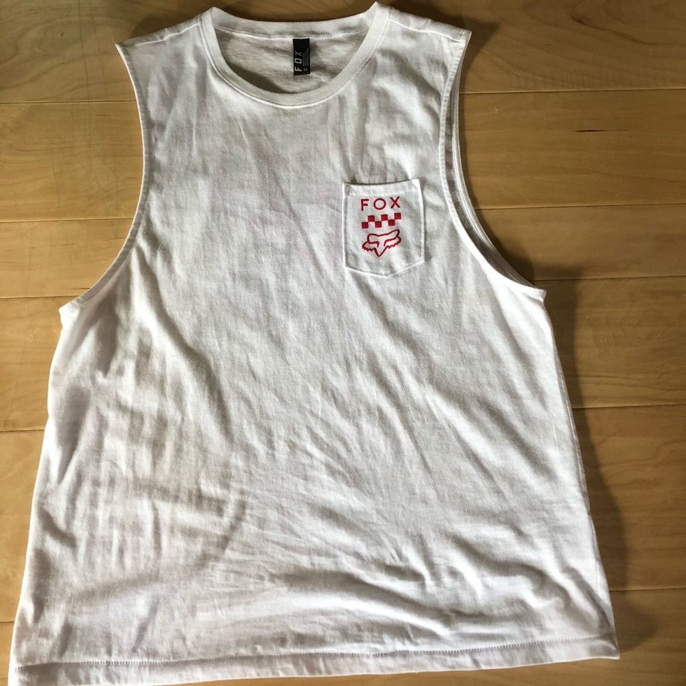 white fox muscle shirt/ tank top